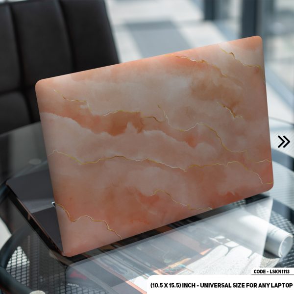 DDecorator Orange Marble Texture Matte Finished Removable Waterproof Laptop Sticker & Laptop Skin (Including FREE Accessories) - LSKN1113 - DDecorator