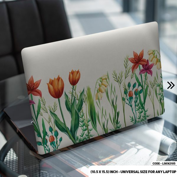 DDecorator Flower Pattern Floral Design Matte Finished Removable Waterproof Laptop Sticker & Laptop Skin (Including FREE Accessories) - LSKN2105 - DDecorator