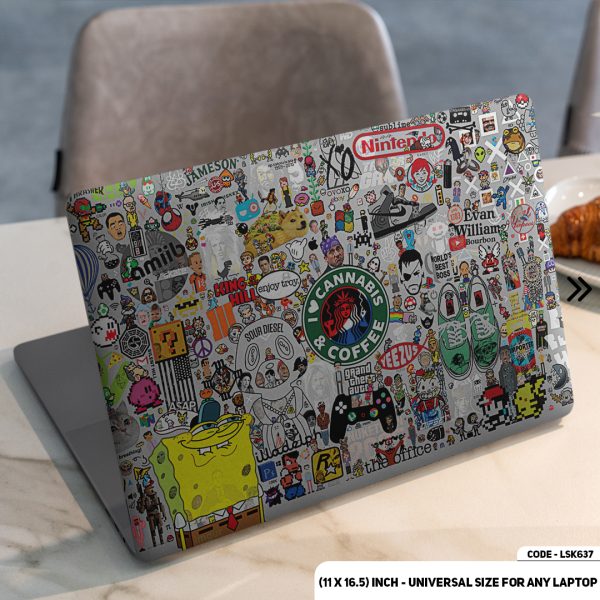 DDecorator I Love Cofee Sticker Bombing Matte Finished Removable Waterproof Laptop Sticker & Laptop Skin (Including FREE Accessories) - LSKN637 - DDecorator