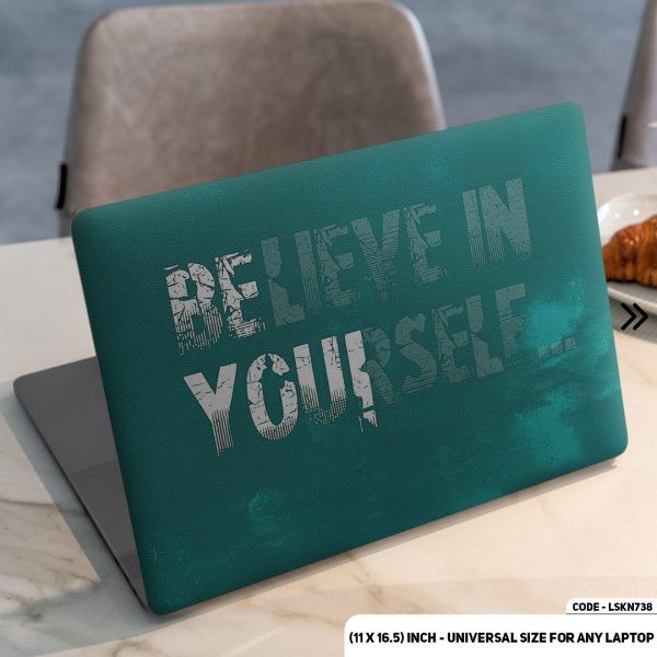 DDecorator Believe In Yourself - Motivational Quote Matte Finished Removable Waterproof Laptop Sticker & Laptop Skin (Including FREE Accessories) - LSKN738 - DDecorator
