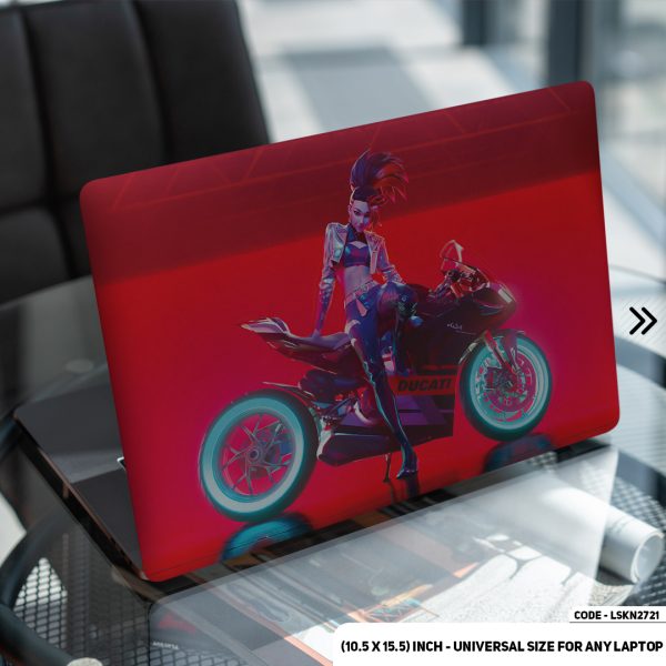 DDecorator Digital Character with Bike Matte Finished Removable Waterproof Laptop Sticker & Laptop Skin (Including FREE Accessories) - LSKN2721 - DDecorator