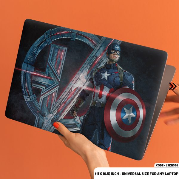 DDecorator Full Logo Of Captain America Matte Finished Removable Waterproof Laptop Sticker & Laptop Skin (Including FREE Accessories) - LSKN538 - DDecorator