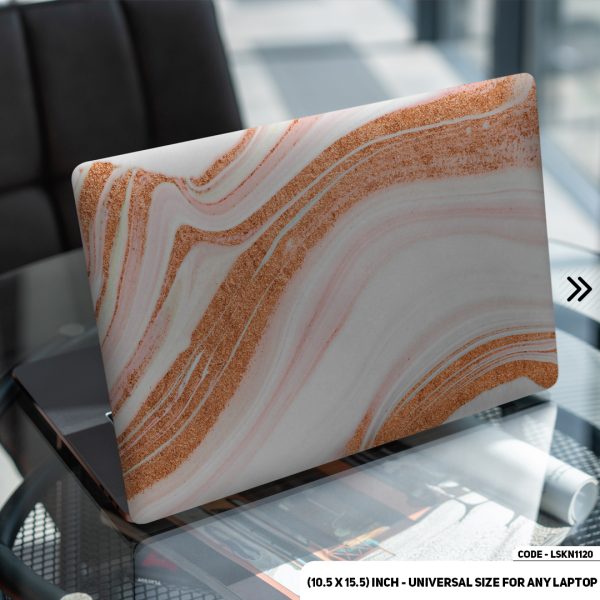 DDecorator Marble Texture Golden Matte Finished Removable Waterproof Laptop Sticker & Laptop Skin (Including FREE Accessories) - LSKN1120 - DDecorator