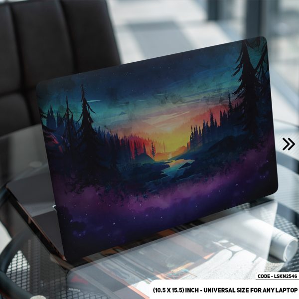 DDecorator Fantasy Mountain With Forest Illustration Matte Finished Removable Waterproof Laptop Sticker & Laptop Skin (Including FREE Accessories) - LSKN2546 - DDecorator