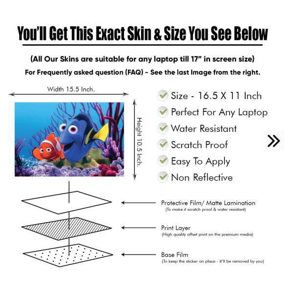 DDecorator Finding Nemo Matte Finished Removable Waterproof Laptop Sticker & Laptop Skin (Including FREE Accessories) - LSKN794 - DDecorator
