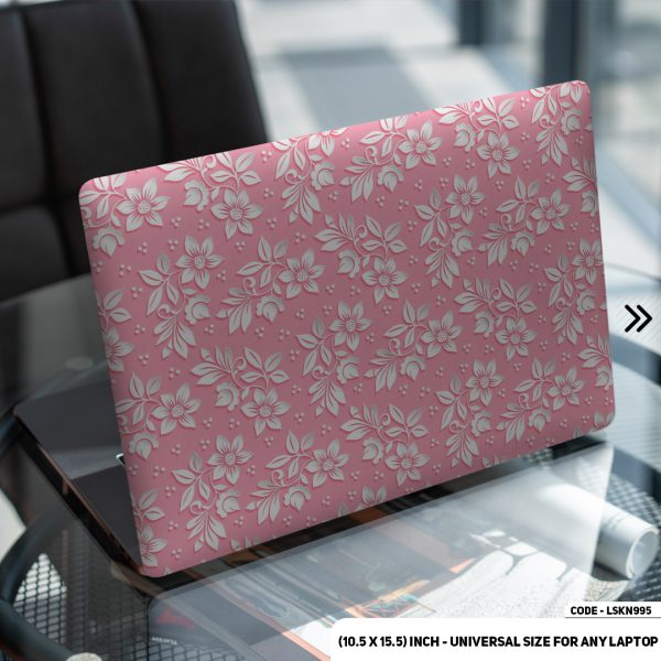 DDecorator Pink Pattern Floral Design Matte Finished Removable Waterproof Laptop Sticker & Laptop Skin (Including FREE Accessories) - LSKN995 - DDecorator