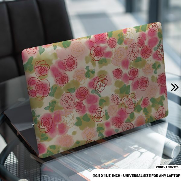 DDecorator Pink Flower Pattern Floral Design Matte Finished Removable Waterproof Laptop Sticker & Laptop Skin (Including FREE Accessories) - LSKN978 - DDecorator