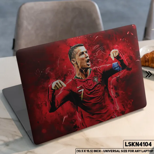 DDecorator Cristiano Ronaldo - CR7 Football Matte Finished Removable Waterproof Laptop Sticker & Laptop Skin (Including FREE Accessories) - LSKN4104 - DDecorator