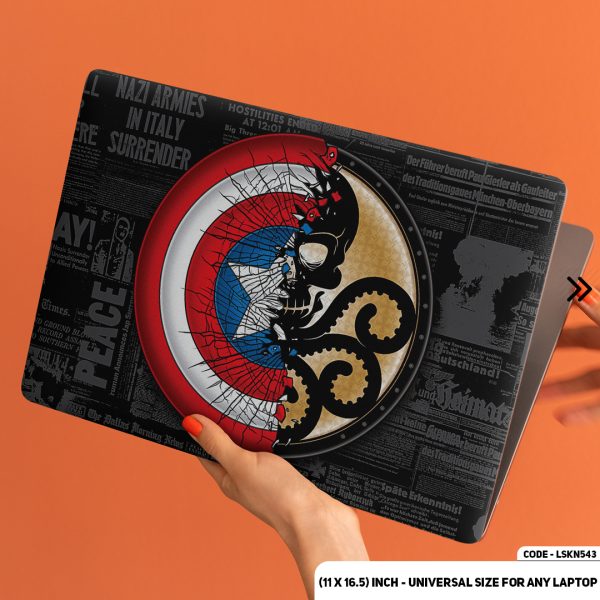 DDecorator Shied Of Captaine America & Skeleton Matte Finished Removable Waterproof Laptop Sticker & Laptop Skin (Including FREE Accessories) - LSKN543 - DDecorator