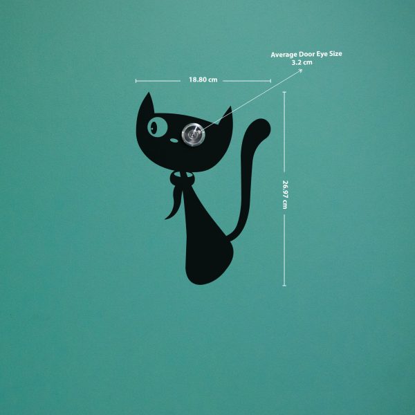 DDecorator Cartoon Excite Cat with One Eye Door Stickers Vinyl Decall Wall Sticker - DE99 - DDecorator