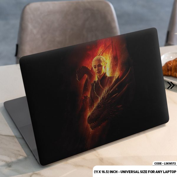 DDecorator Khaleesi With Dragon Fire Themed Matte Finished Removable Waterproof Laptop Sticker & Laptop Skin (Including FREE Accessories) - LSKN572 - DDecorator