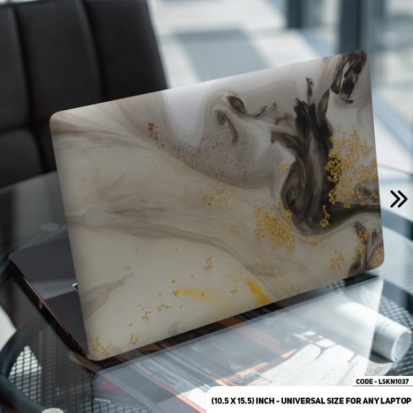 DDecorator Golden Marble Texture Matte Finished Removable Waterproof Laptop Sticker & Laptop Skin (Including FREE Accessories) - LSKN1037 - DDecorator