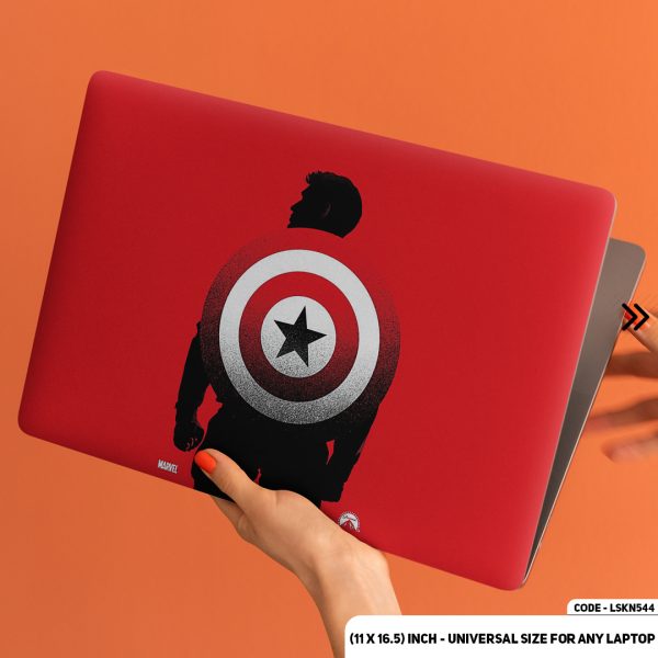 DDecorator Red Backgorund With Captaine America Matte Finished Removable Waterproof Laptop Sticker & Laptop Skin (Including FREE Accessories) - LSKN544 - DDecorator