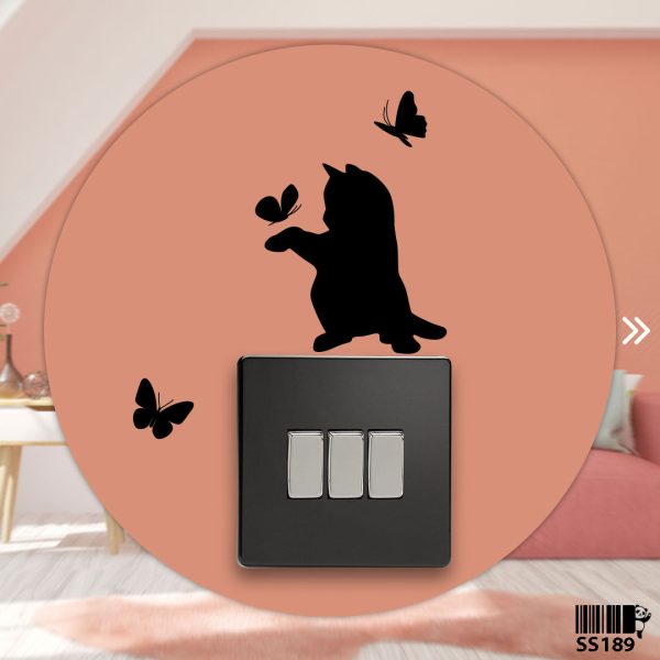DDecorator Cat Catching Butterfly Wall Stickers & Decals Home Decor Wall Decor Removable Vinyl Wall Sticker - SS189 - DDecorator