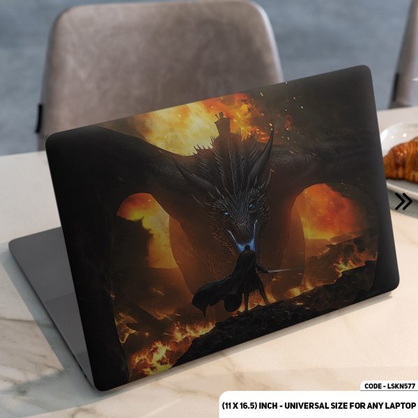 DDecorator DragonThrough The Fire Burning the City Matte Finished Removable Waterproof Laptop Sticker & Laptop Skin (Including FREE Accessories) - LSKN577 - DDecorator