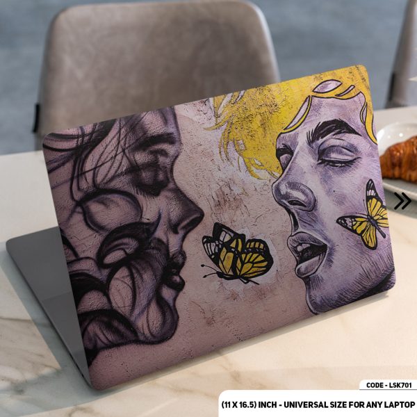 DDecorator Abstract Art with Butterfly Matte Finished Removable Waterproof Laptop Sticker & Laptop Skin (Including FREE Accessories) - LSKN701 - DDecorator