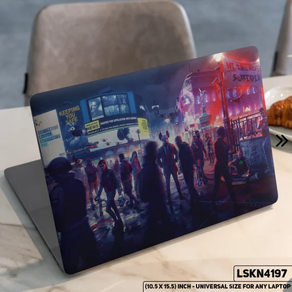 DDecorator Digital Urban City Gaming Matte Finished Removable Waterproof Laptop Sticker & Laptop Skin (Including FREE Accessories) - LSKN4197 - DDecorator