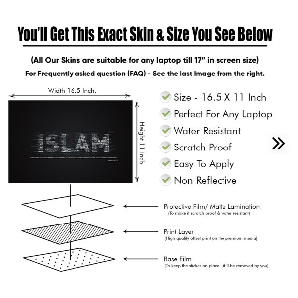 DDecorator Islam Religious Matte Finished Removable Waterproof Laptop Sticker & Laptop Skin (Including FREE Accessories) - LSKN699 - DDecorator
