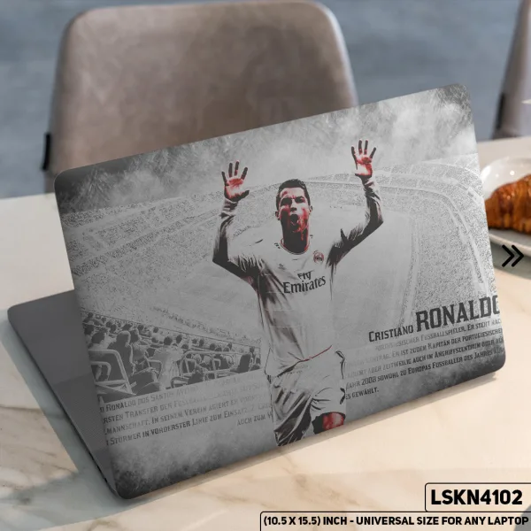 DDecorator Cristiano Ronaldo - CR7 Football Matte Finished Removable Waterproof Laptop Sticker & Laptop Skin (Including FREE Accessories) - LSKN4102 - DDecorator