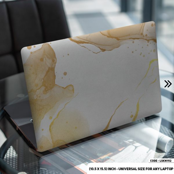 DDecorator Golden Marble Texture Matte Finished Removable Waterproof Laptop Sticker & Laptop Skin (Including FREE Accessories) - LSKN1112 - DDecorator