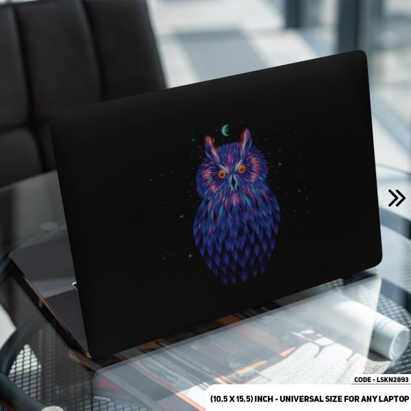 DDecorator Neon Owl In Black Background Matte Finished Removable Waterproof Laptop Sticker & Laptop Skin (Including FREE Accessories) - LSKN2893 - DDecorator
