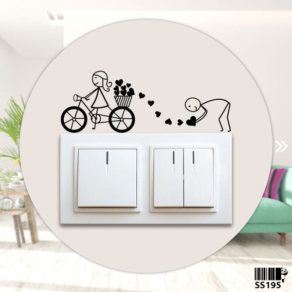 DDecorator Girl with Cycle - Fall in Love Wall Stickers & Decals Home Decor Wall Decor Removable Vinyl Wall Sticker - SS195 - DDecorator