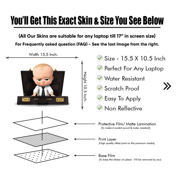 DDecorator The Boss Baby Matte Finished Removable Waterproof Laptop Sticker & Laptop Skin (Including FREE Accessories) - LSKN1057 - DDecorator