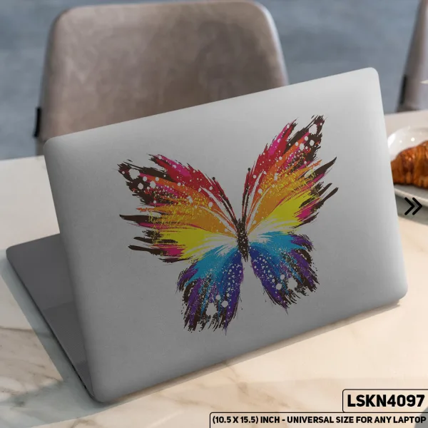 DDecorator Butterfly Abstract Matte Finished Removable Waterproof Laptop Sticker & Laptop Skin (Including FREE Accessories) - LSKN4097 - DDecorator