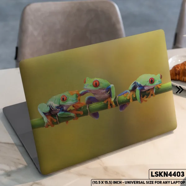 DDecorator Cute Animated Frog Matte Finished Removable Waterproof Laptop Sticker & Laptop Skin (Including FREE Accessories) - LSKN4403 - DDecorator