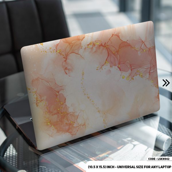 DDecorator Orange Marble Texture Matte Finished Removable Waterproof Laptop Sticker & Laptop Skin (Including FREE Accessories) - LSKN942 - DDecorator