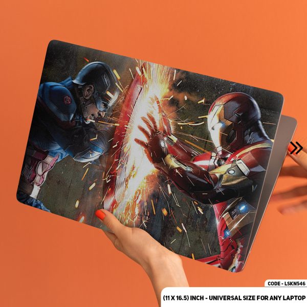 DDecorator Iron Man & Captaine America Fighting with Each Other Matte Finished Removable Waterproof Laptop Sticker & Laptop Skin (Including FREE Accessories) - LSKN546 - DDecorator