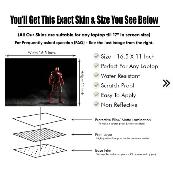 DDecorator Iron Man Matte Finished Removable Waterproof Laptop Sticker & Laptop Skin (Including FREE Accessories) - LSKN607 - DDecorator