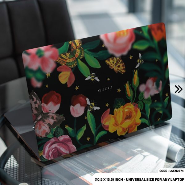 DDecorator Luxury Brand Iconic Flora Design Pattern Matte Finished Removable Waterproof Laptop Sticker & Laptop Skin (Including FREE Accessories) - LSKN2574 - DDecorator