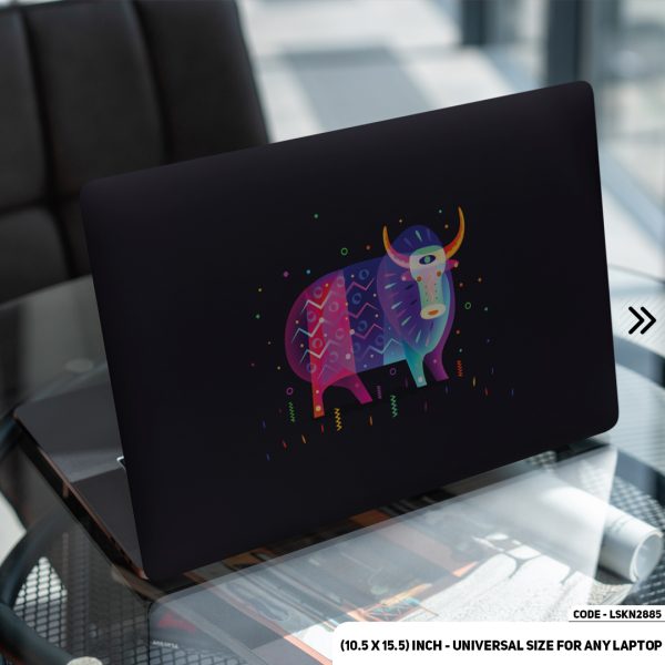 DDecorator Neon Bull In Black Background Matte Finished Removable Waterproof Laptop Sticker & Laptop Skin (Including FREE Accessories) - LSKN2885 - DDecorator