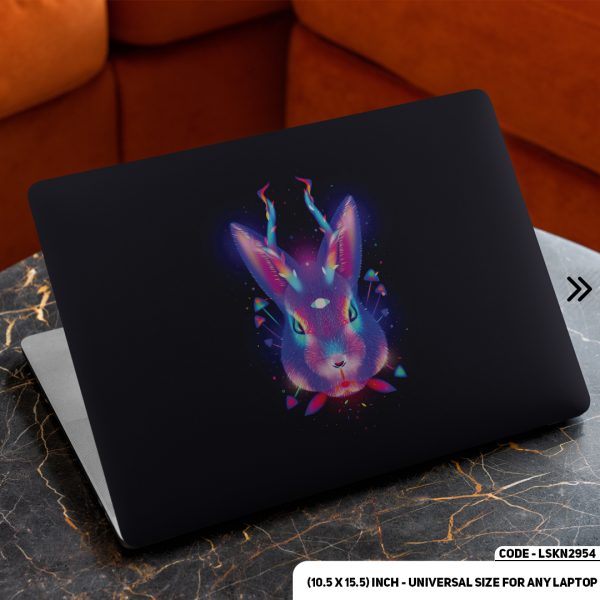 DDecorator Neon Hares In Black Background Matte Finished Removable Waterproof Laptop Sticker & Laptop Skin (Including FREE Accessories) - LSKN2954 - DDecorator