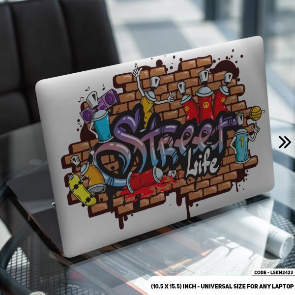 DDecorator Street Life Wall Mural Design Matte Finished Removable Waterproof Laptop Sticker & Laptop Skin (Including FREE Accessories) - LSKN2423 - DDecorator
