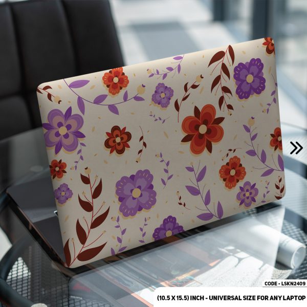 DDecorator Flower Pattern Floral Design Matte Finished Removable Waterproof Laptop Sticker & Laptop Skin (Including FREE Accessories) - LSKN2409 - DDecorator