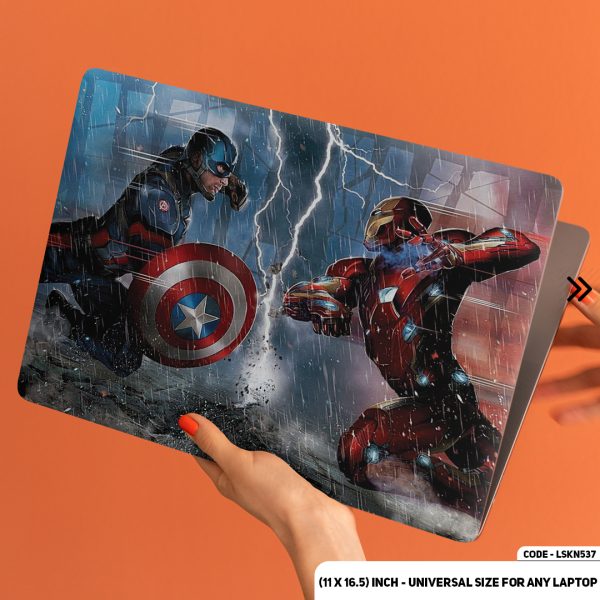 DDecorator Fight Scene of Captaine America Save Iron Man Matte Finished Removable Waterproof Laptop Sticker & Laptop Skin (Including FREE Accessories) - LSKN537 - DDecorator