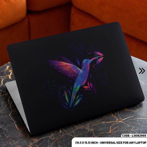 DDecorator Neon Kingfisher In Black Background Matte Finished Removable Waterproof Laptop Sticker & Laptop Skin (Including FREE Accessories) - LSKN2969 - DDecorator