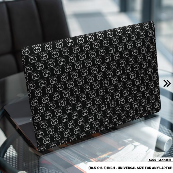 DDecorator Luxury Brand Iconic Pattern Black Matte Finished Removable Waterproof Laptop Sticker & Laptop Skin (Including FREE Accessories) - LSKN2511 - DDecorator