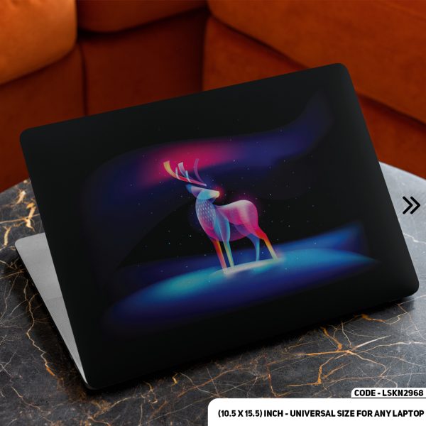 DDecorator Neon Deer In Black Background Matte Finished Removable Waterproof Laptop Sticker & Laptop Skin (Including FREE Accessories) - LSKN2968 - DDecorator