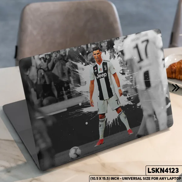DDecorator Cristiano Ronaldo - CR7 Football Matte Finished Removable Waterproof Laptop Sticker & Laptop Skin (Including FREE Accessories) - LSKN4123 - DDecorator