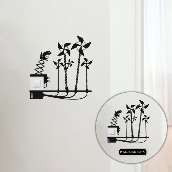 DDecorator Eco Reminder Windmills Wall Stickers & Decals Home Decor Wall Decor Removable Vinyl Wall Sticker - SS173 - DDecorator