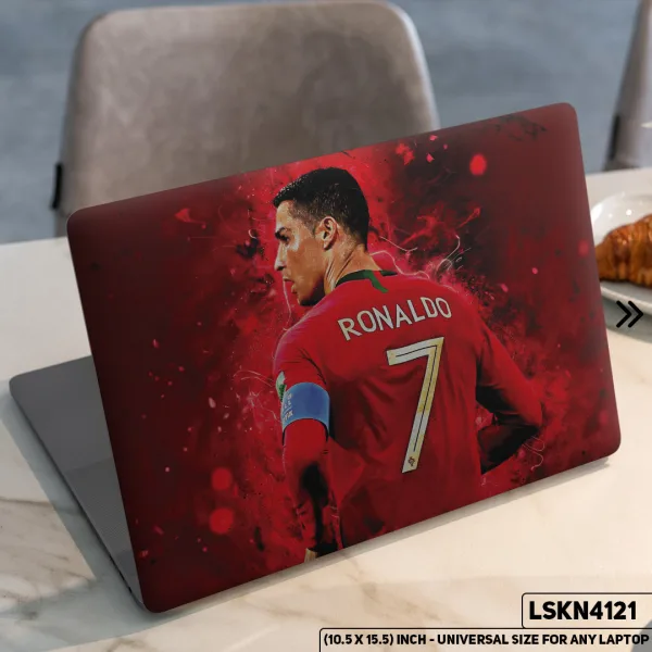 DDecorator Cristiano Ronaldo - CR7 Football Matte Finished Removable Waterproof Laptop Sticker & Laptop Skin (Including FREE Accessories) - LSKN4121 - DDecorator