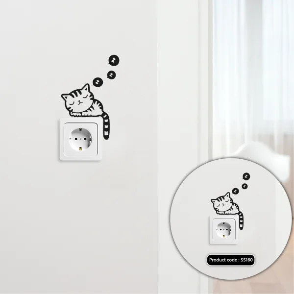 DDecorator Cat Sleeping Wall Stickers & Decals Home Decor Wall Decor Removable Vinyl Wall Sticker - SS160 - DDecorator