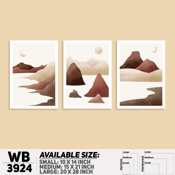 DDecorator Landscape Horizon Art (Set of 3) Wall Canvas Wall Poster Wall Board - 3 Size Available - WB3924 - DDecorator