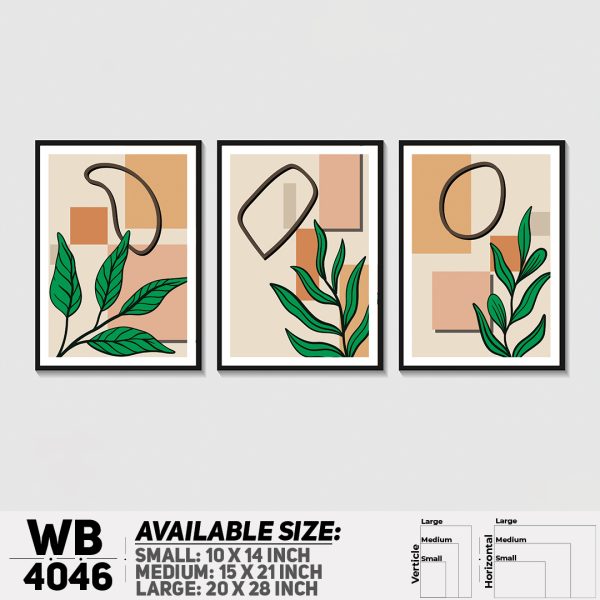 DDecorator Leaf With Abstract Art (Set of 3) Wall Canvas Wall Poster Wall Board - 3 Size Available - WB4046 - DDecorator