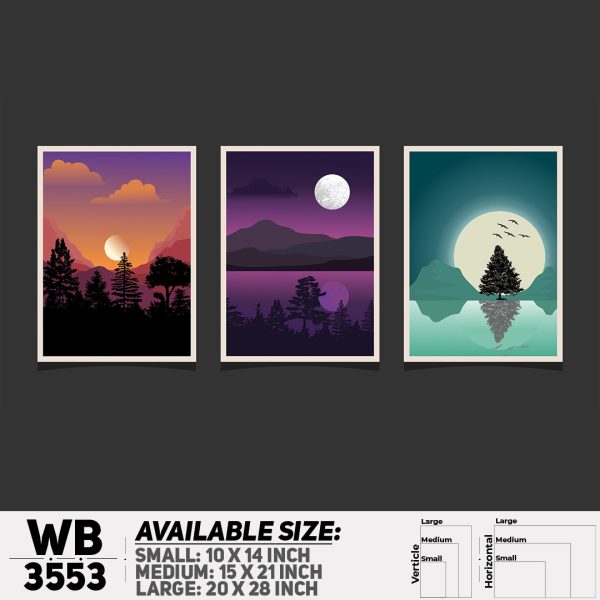 DDecorator Landscape Horizon Art (Set of 3) Wall Canvas Wall Poster Wall Board - 3 Size Available - WB3553 - DDecorator