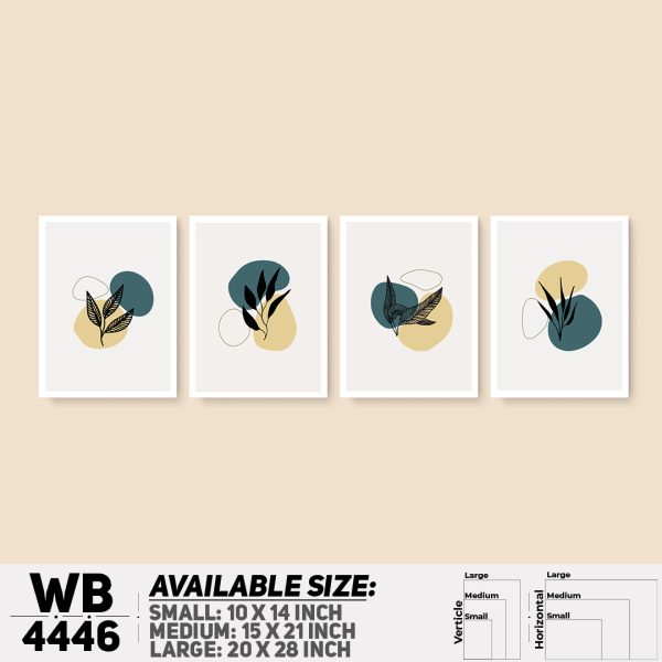 DDecorator Leaf With Abstract Art (Set of 4) Wall Canvas Wall Poster Wall Board - 3 Size Available - WB4446 - DDecorator