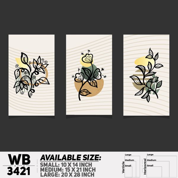 DDecorator Flower And Leaf ArtWork (Set of 3) Wall Canvas Wall Poster Wall Board - 3 Size Available - WB3421 - DDecorator